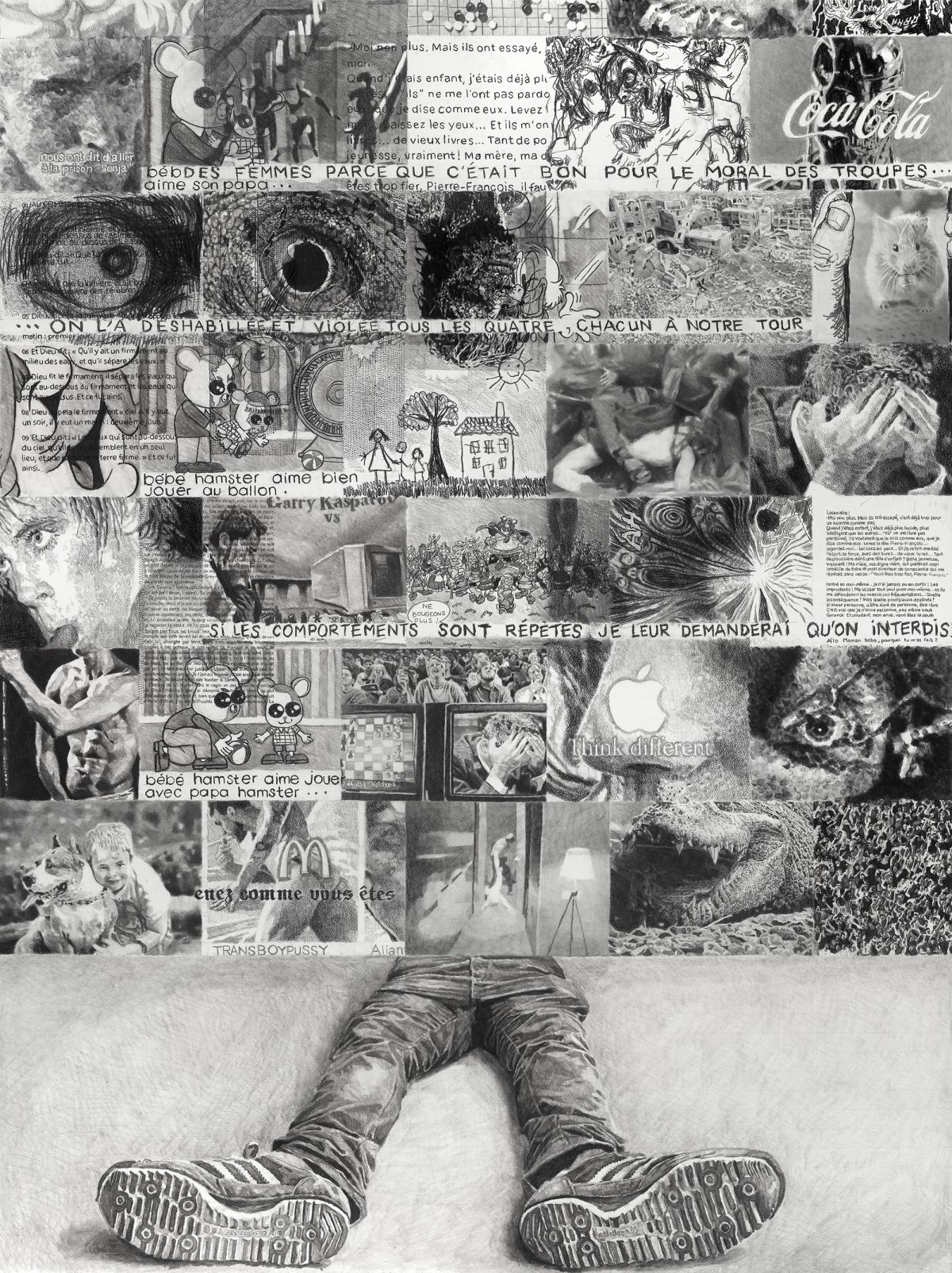 Jérôme Zonder, Étude pour un portrait de Pierre-François #113, 2026, graphite et fusain sur papier, 200 x 150 cm. © Jérôme Zonder, Adagp, Paris, 2026. Courtesy de l’artiste et de la Galerie Nathalie Obadia Paris/Bruxelles