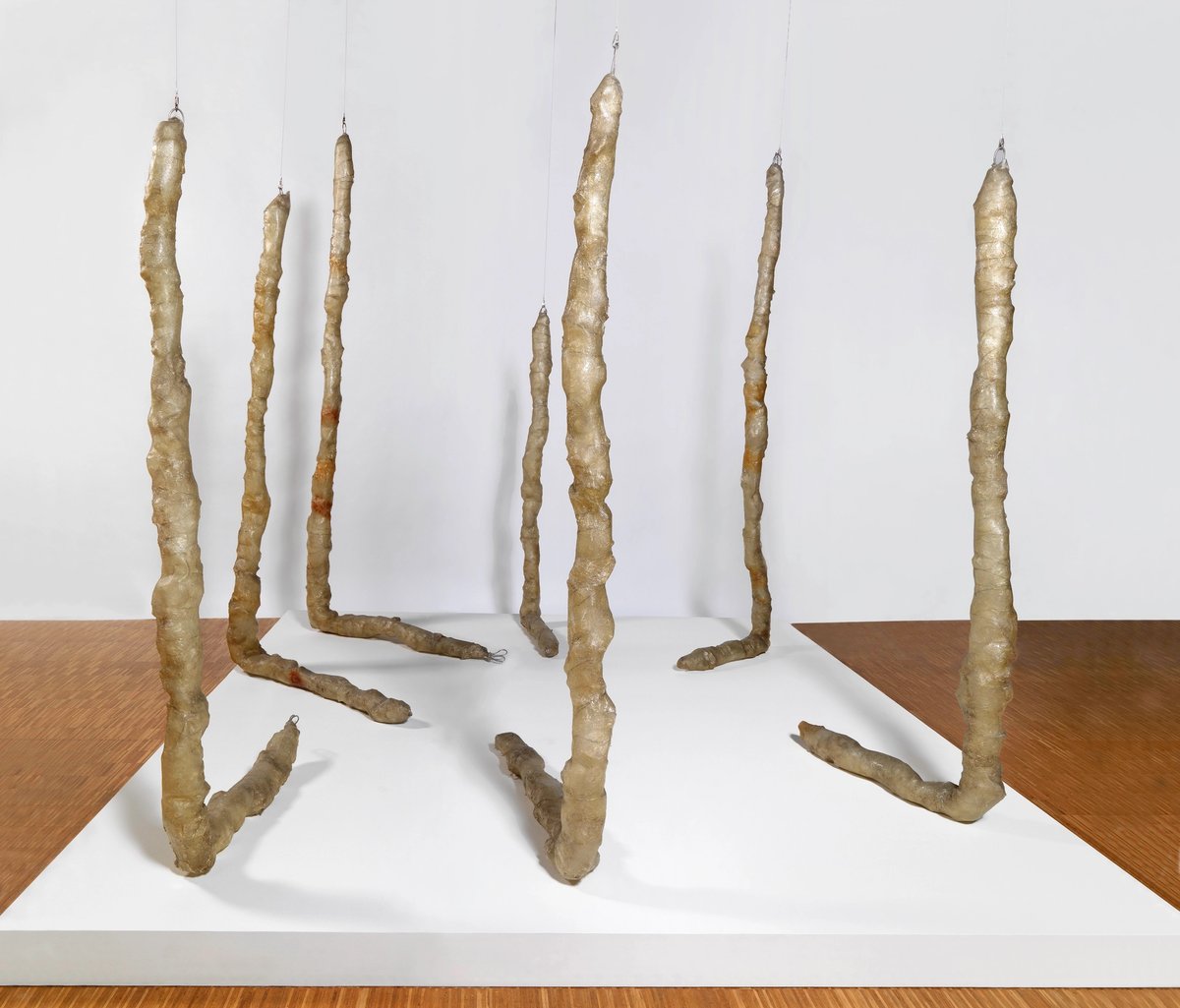 Eva Hesse, Sans titre, 1970, résine et fibre de verre, polyéthylène, fils d’aluminium. Collection Centre Pompidou, Paris, Musée national d’art moderne - Centre de création industrielle. © The Estate of Eva Hesse, courtesy Hauser & Wirth