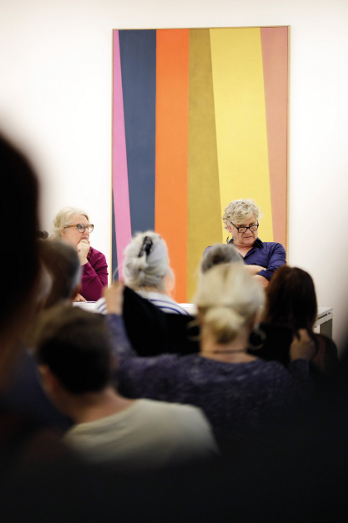 Lecture de Mon Pollock de père par Francesca Pollock et Rodolphe Burger dans le cadre de l’exposition « Charles Pollock » au Frac Auvergne, septembre 2022. © Ludovic Combe