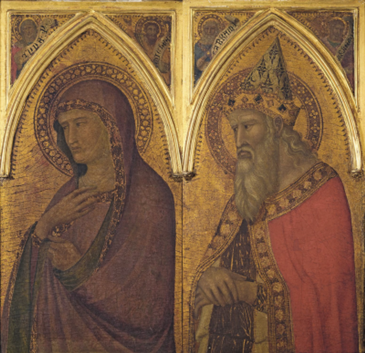 Pietro Lorenzetti, Sainte Hélène (à gauche) et Saint Silvestre. Courtesy Tajan
