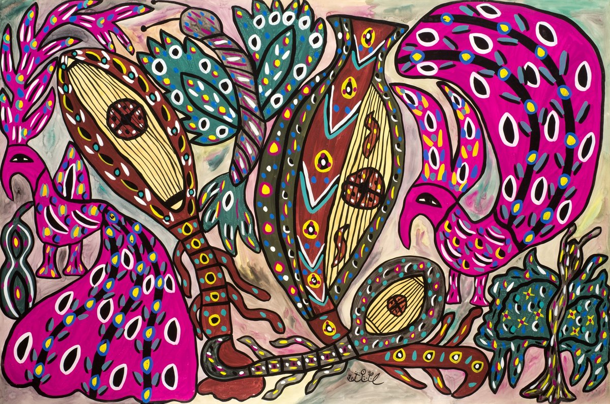 Baya, Oiseaux musiciens, 1976, gouache et aquarelle sur papier. © Alberto Ricci