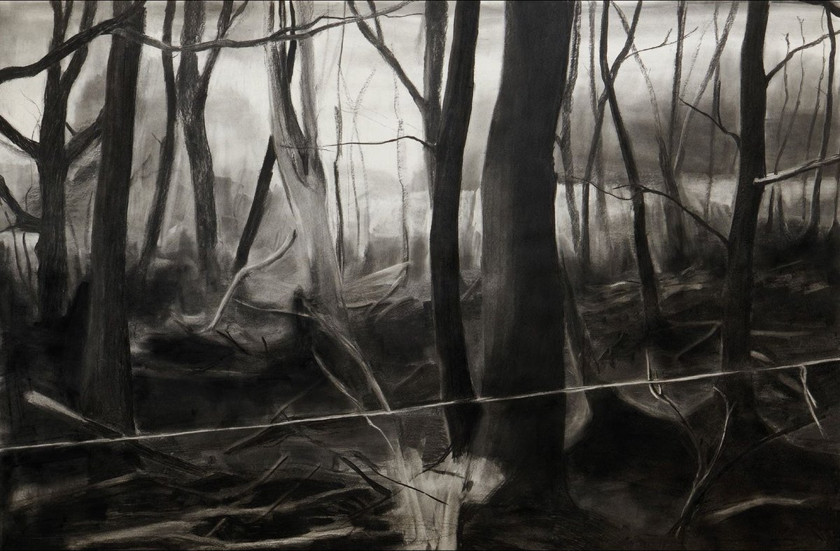 Yann Freichels, Sans titre, 2022, fusain sur papier. Courtesy de l’artiste et d’Annie Gentils Gallery