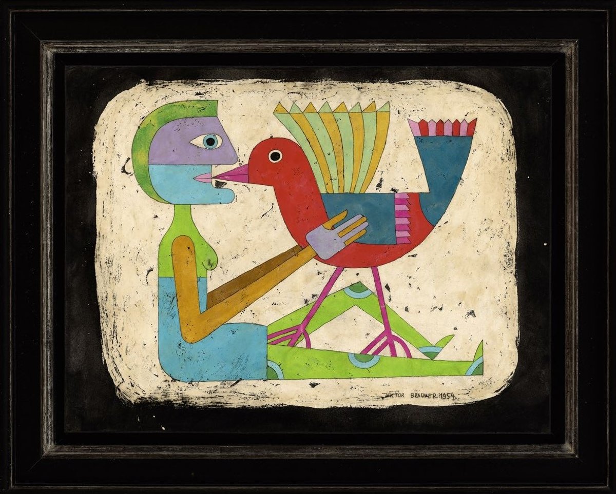 Victor Brauner, Initiation à la liberté, 1954, cire sur papier marouflé sur panneau d'isorel, collection particulière. Photo François Fernandez
