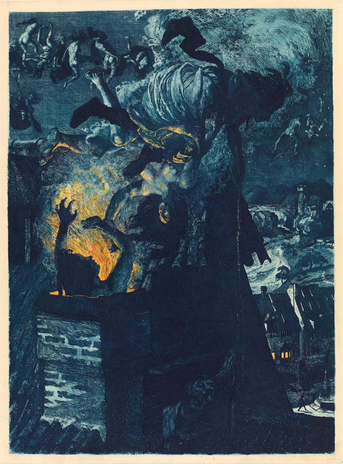 Albert Welti, Walpurgis Night, 1897, gravure, pointe sèche et pinceau jaune sur papier, Kunsthaus Zürich.
Courtesy du Kunsthaus Zürich