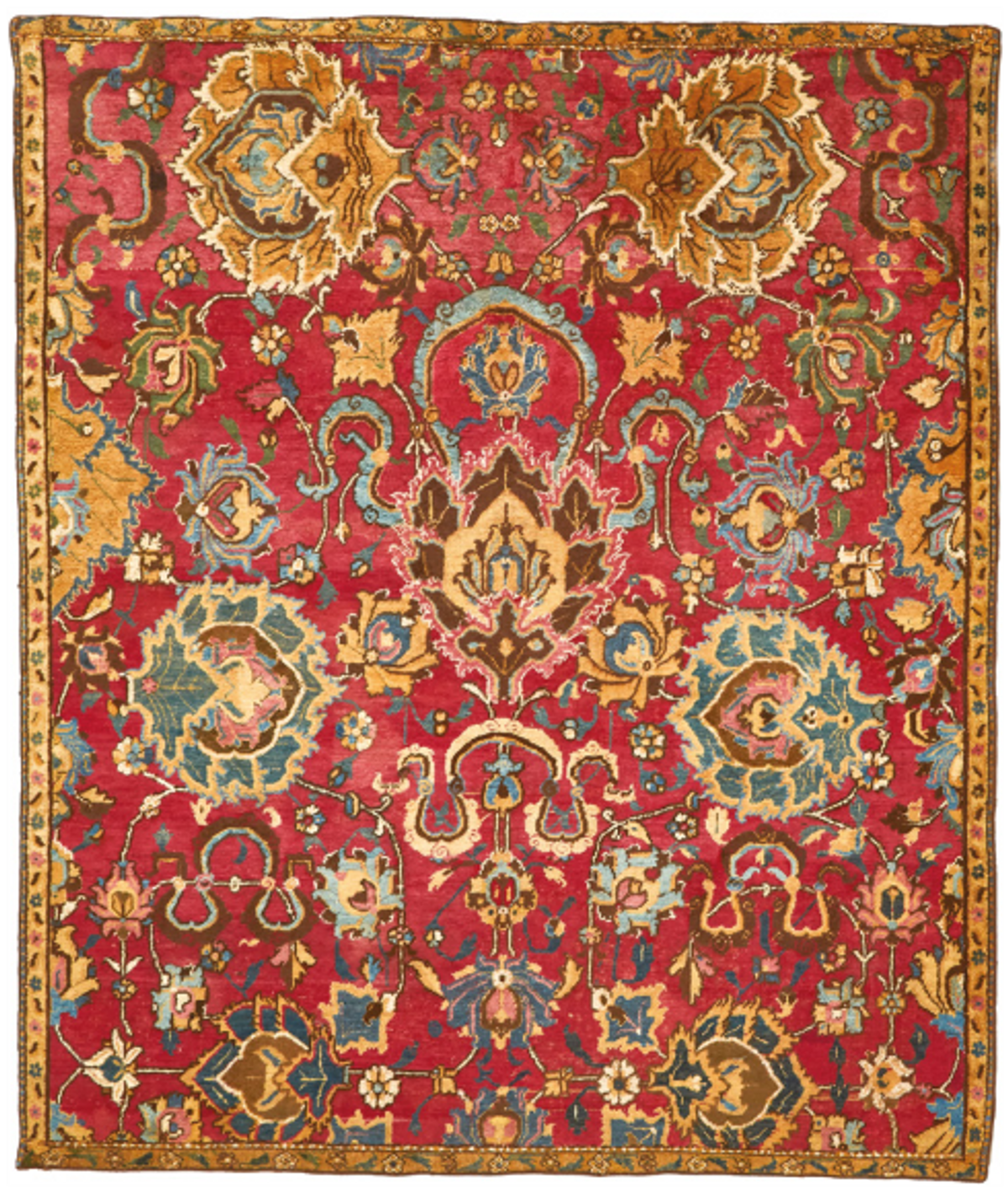 « Hérat », Perse, début du XVIIe siècle, rare partie de tapis rectangulaire à points noués, tissage souple et velours ras en laine brillante, est. 150 000-200 000 euros. © ARP Auction