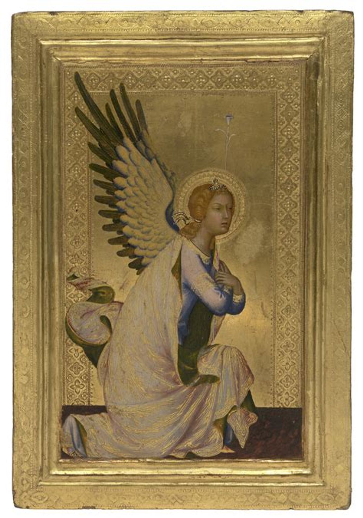 Simone Martini, L’Ange Gabriel, vers 1326-1334, peinture à la détrempe sur bois de peuplier, Koninklijk Museum voor Schone Kunsten, Anvers. Courtesy du KMSKA. Photo Hugo Maertens