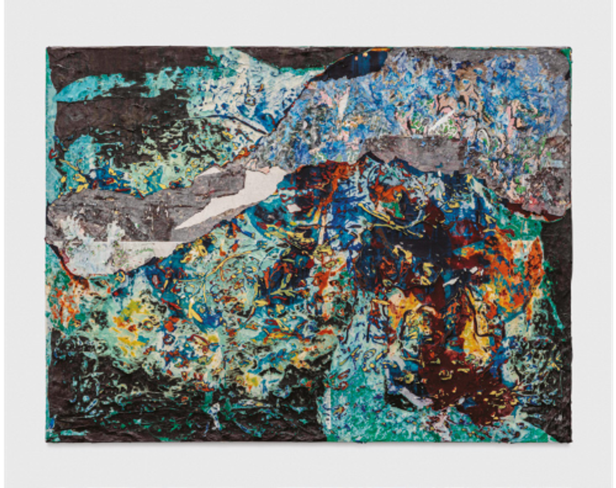 Mark Bradford, 2000 Acres Listed, 2023, techniques mixtes sur toile. Courtesy de l’artiste et Hauser & Wirth. Photo Joshua White