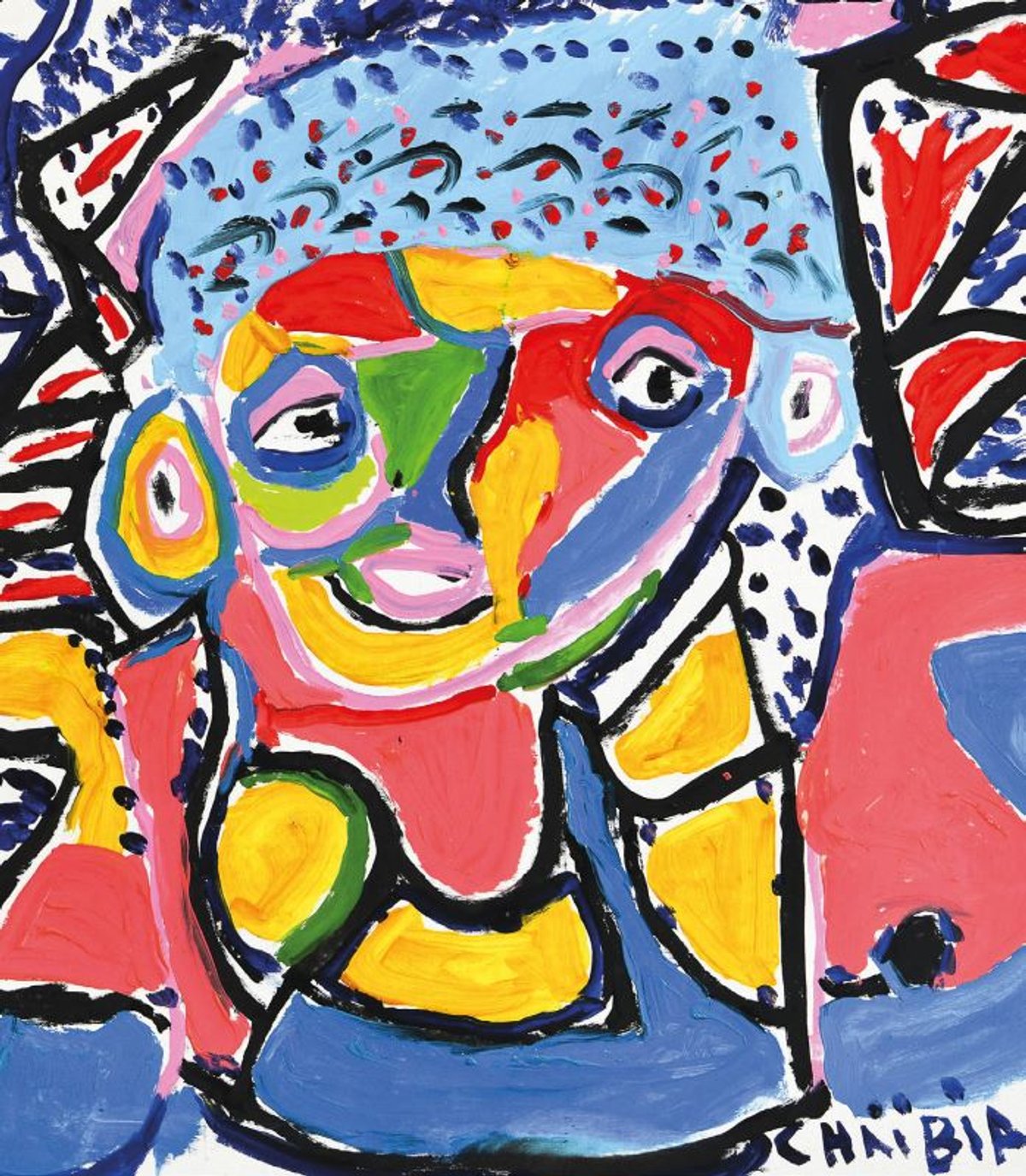 Chaïbia Talal, Fille de Zagora, 1994, huile sur toile, musée Mohammed VI d’art moderne et contemporain, Rabat. © Fouad Maazouz