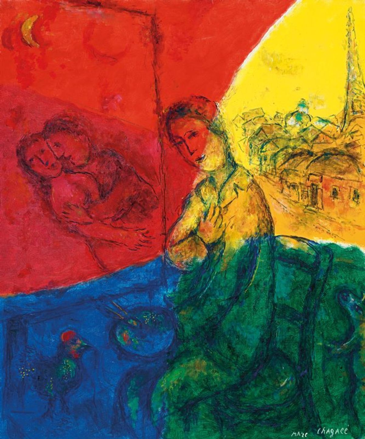 Marc Chagall, Le Peintre, 1976, huile sur toile. Courtesy d’Opera Gallery