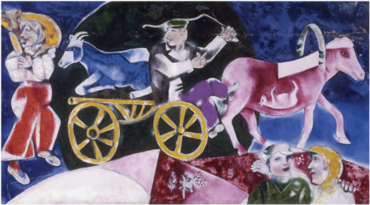 Marc Chagall, Le Marchand de bestiaux, huile sur toile de lin, musée de Grenoble. © Centre Pompidou, MNAM-CCI, Dist. RMN-Grand Palais/Philippe Migeat