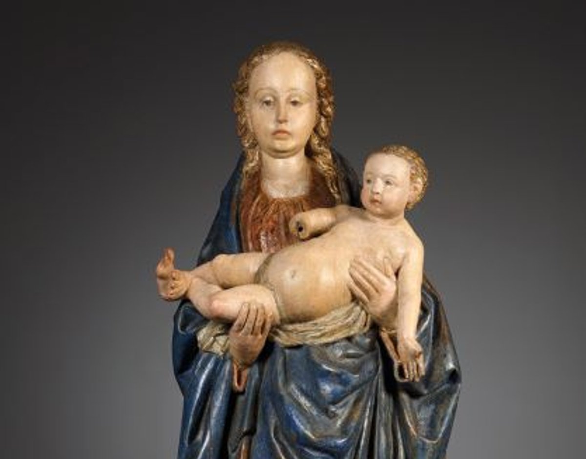 Vierge à l’Enfant, Pays-Bas méridionaux (Brabant), vers 1500, chêne sculpté en plein cintre.
© Floris van Wanroij Fine Ar