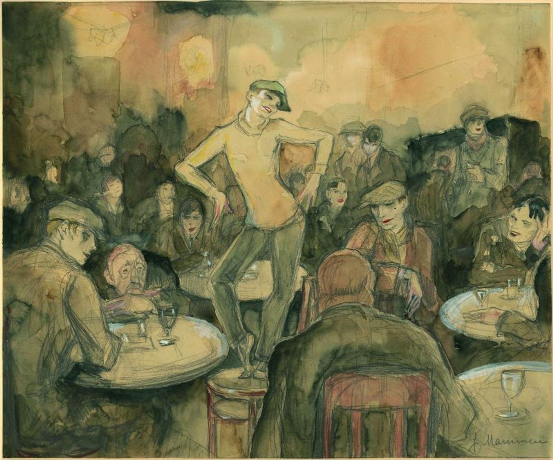 Jeanne Mammen, Transvestitenlokal, vers 1931. Exposition « Allemagne / Années 1920 / Nouvelle objectivité / August Sander ». Courtesy Centre Pompidou