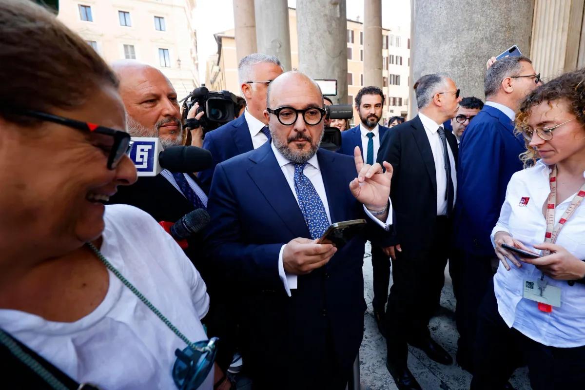 Le ministre italien de la Culture, Gennaro Sangiuliano. Photo © ANSA via Credit : Zuma Press/Alamy Live News