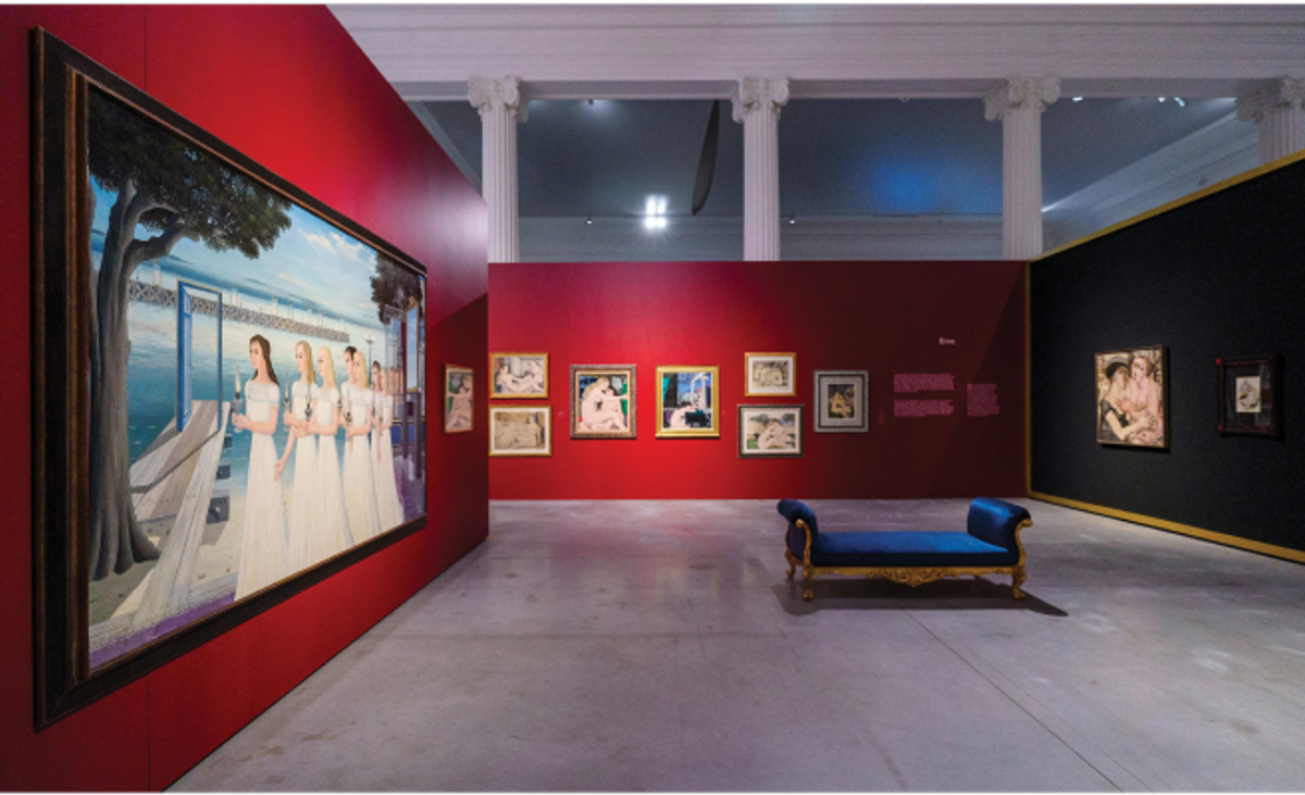 Vue de l’exposition « Les Mondes de Paul Delvaux », La Boverie, Liège, 2024. 

Courtesy de Tempora et de dbcreation.