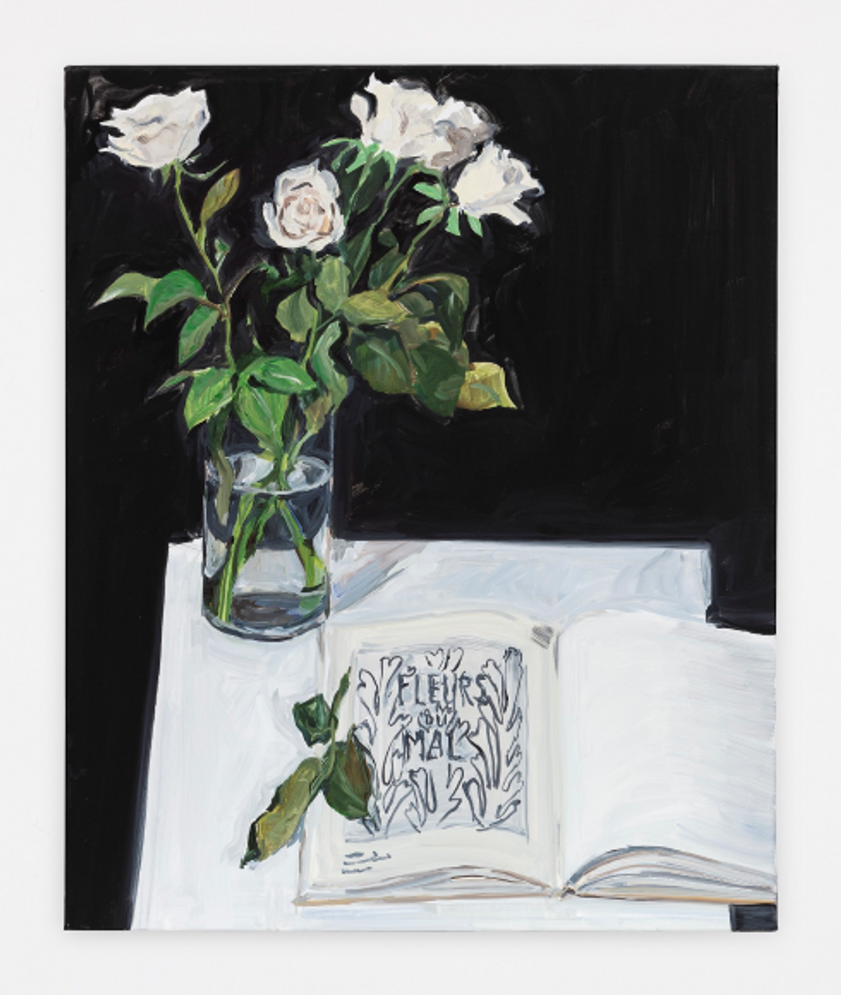 Jean-Philippe Delhomme, Roses et Matisse « Les fleurs du mal », 2023, huile sur toile, 65 cm × 54 cm. Courtesy de l’artiste et de la galerie Perrotin