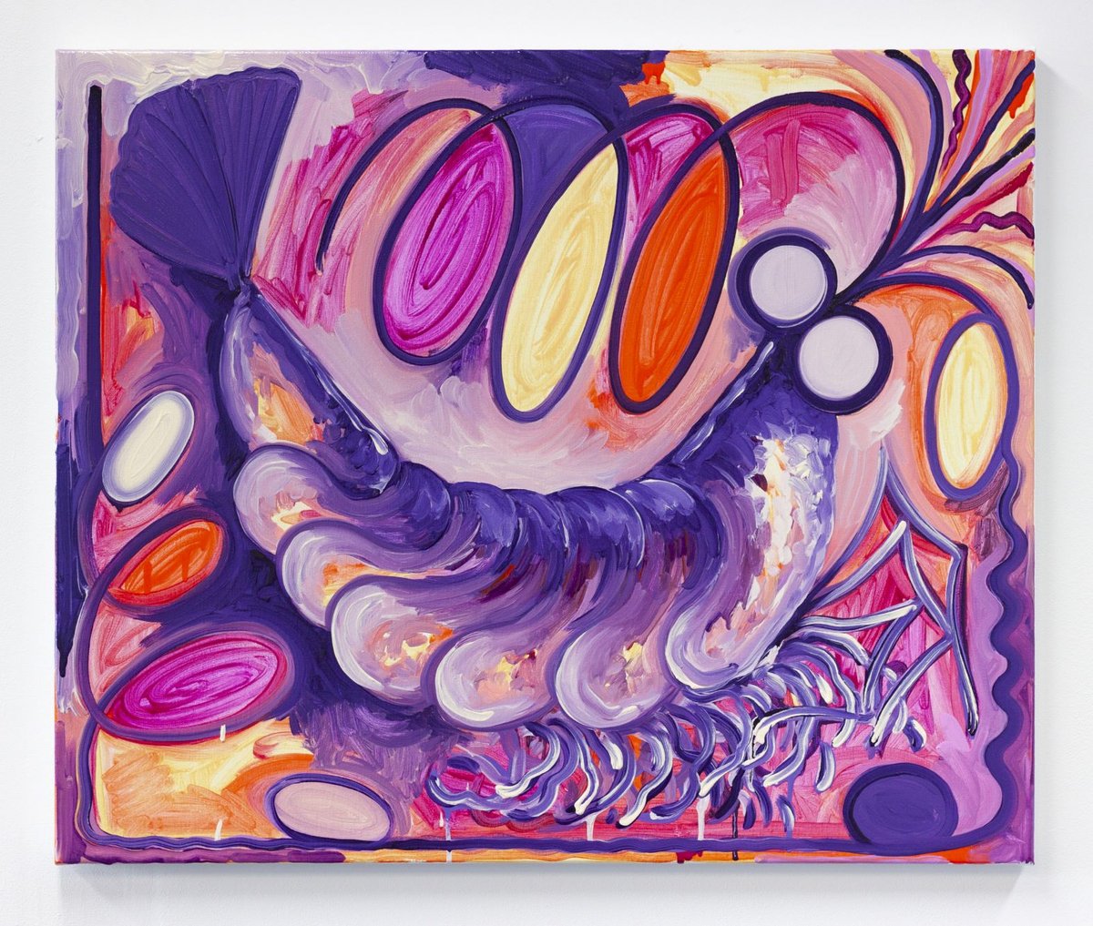 Hugo Capron, Bonbon crevette (XI), huile sur toile, 78×68 cm, 2021. Courtesy de l’artiste, D.R.