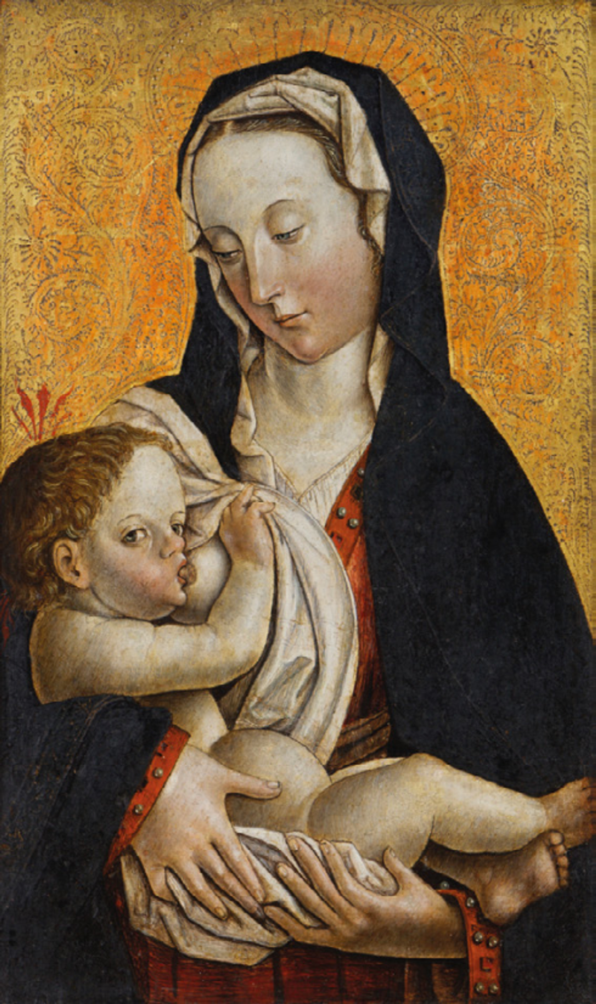 École padouane, Vierge à l’Enfant, XVe siècle, huile sur bois. Œuvre restituée le 18 avril 2023 aux ayants droit d’Ernst et Agathe Saulmann.
© Musée de Picardie. Photo Irwin Leullier