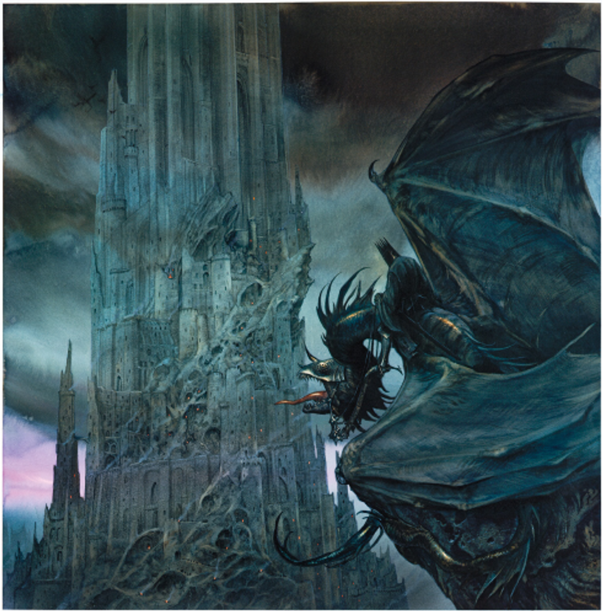 John Howe, The Dark Tower, 1990, peinture pour le calendrier Tolkien de 1991. © Allen Unwin, 1990, et FHEL 2023
