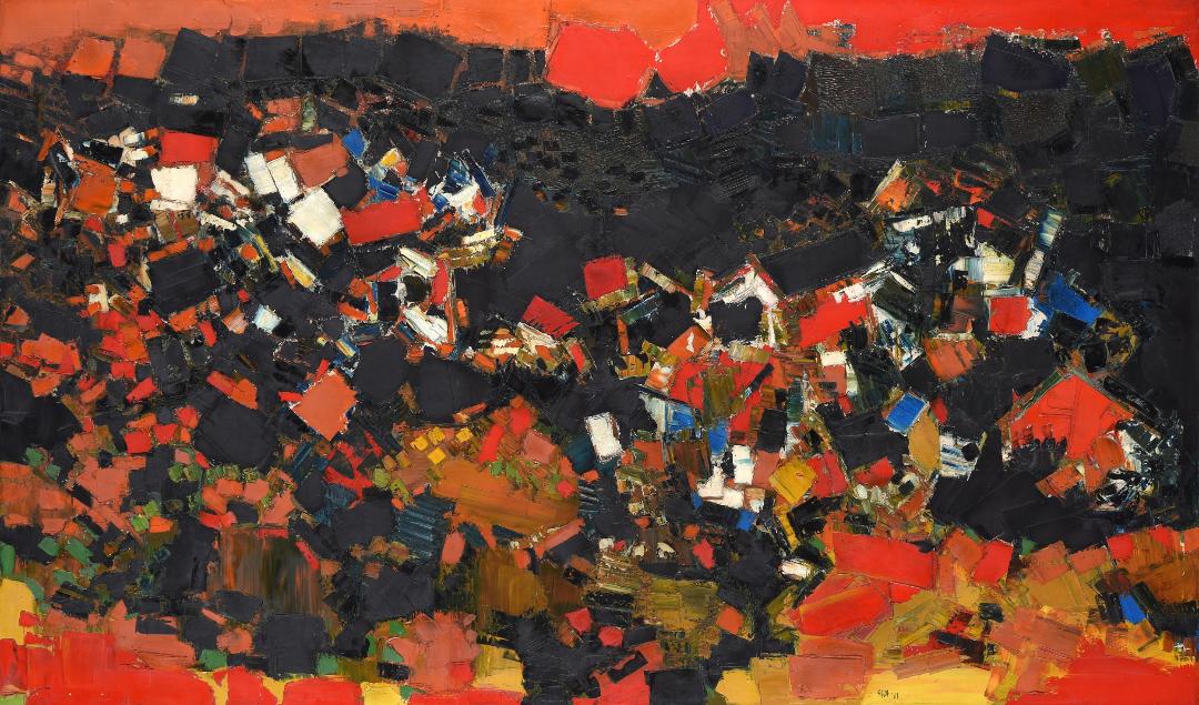 Sayed Haider Raza, Paysage Agreste, 1961. Courtesy Métayer Mermoz, Antibes. © ADAGP, Paris, 2024