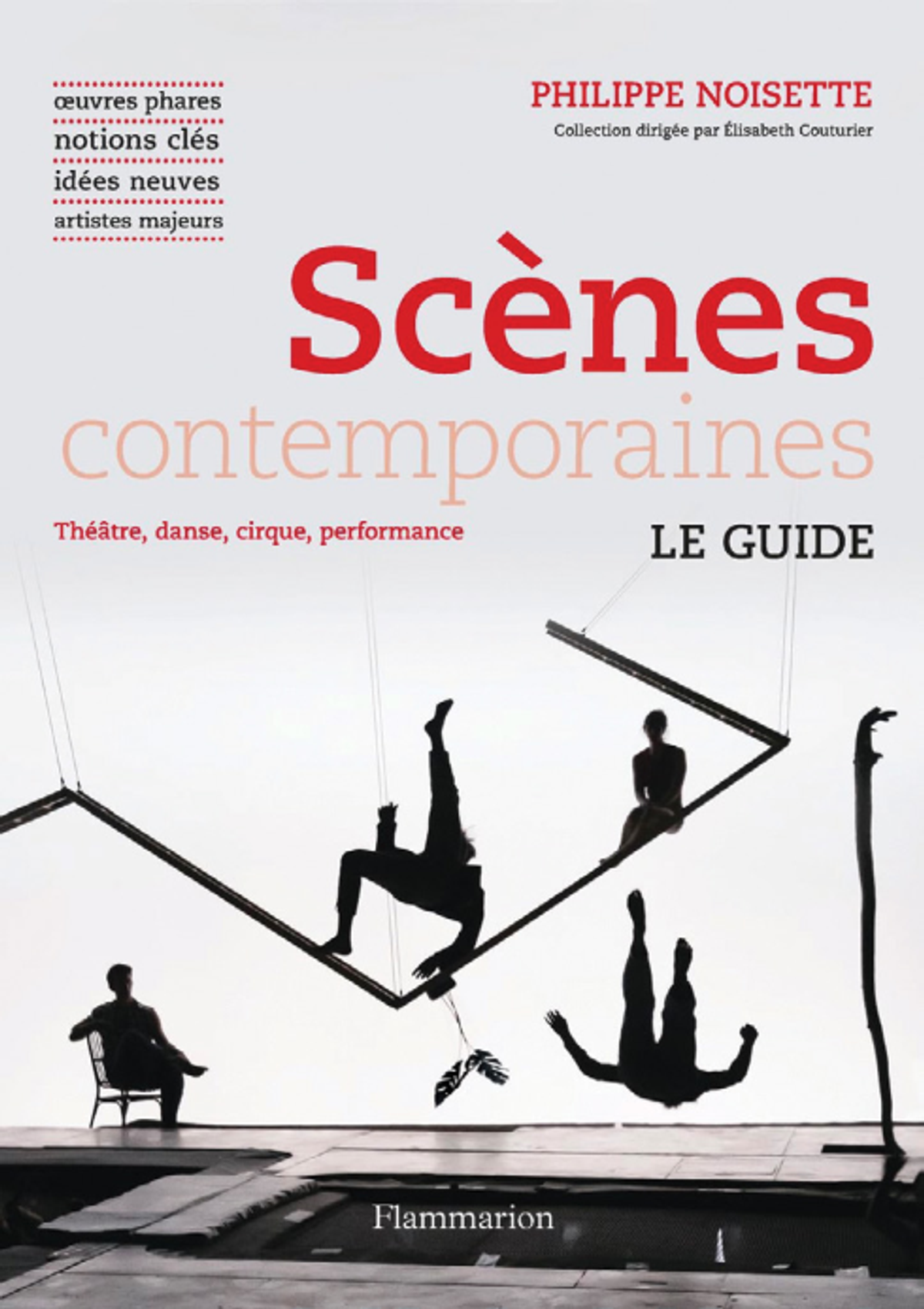 Couverture de l'ouvrage de Philippe Noisette, Scènes contemporaines. Théâtre, danse, cirque, performance, Paris, Flammarion, 2023, collection « Le Guide »