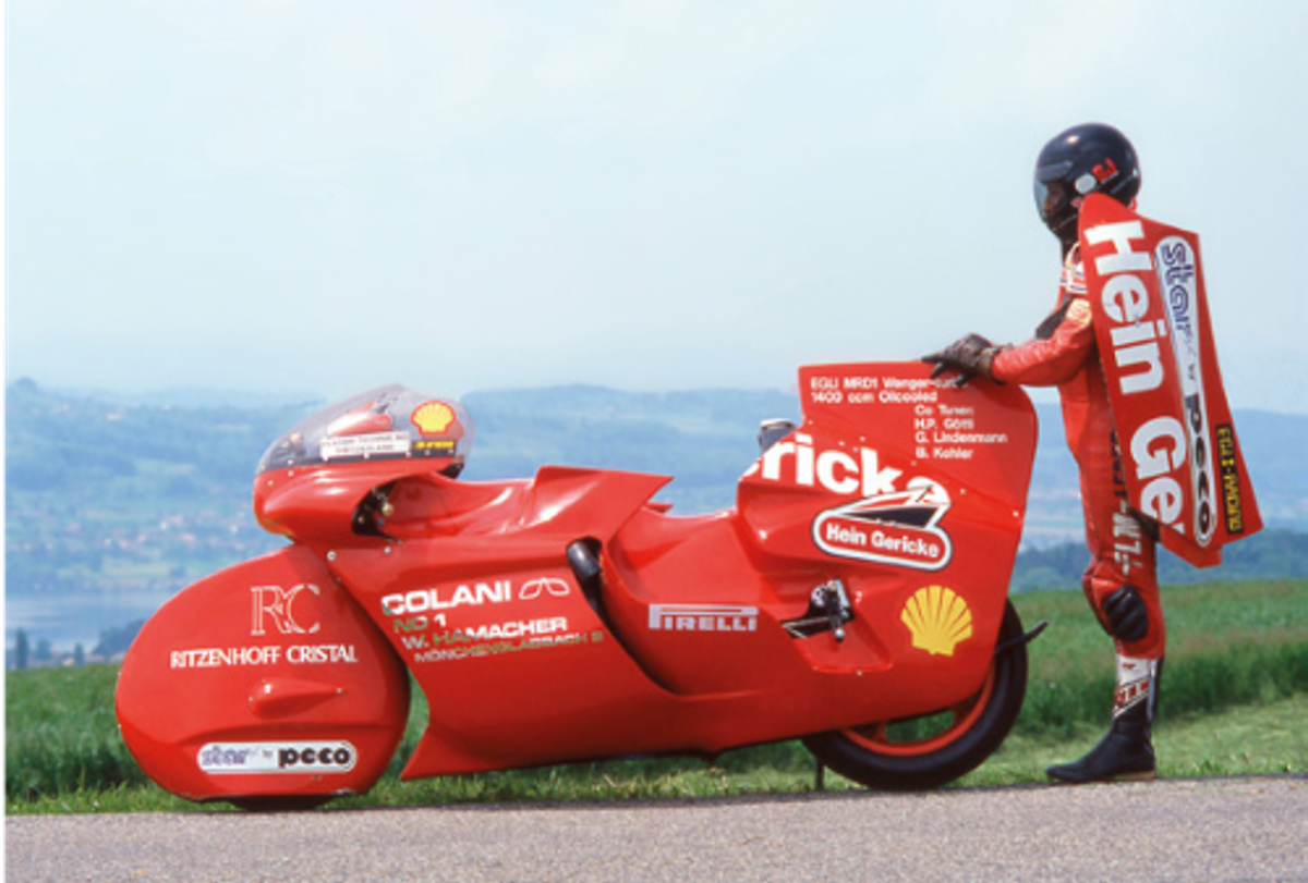 Luigi Colani et Fritz Egli, Egli-Colani MRD-1 Motorcycle, 1986. © Jo Soppa/SIRS