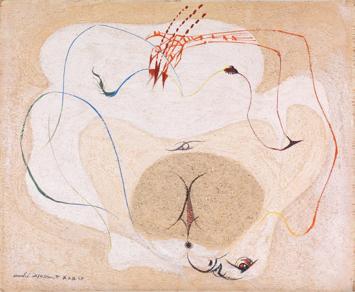 André Masson, La Terre, 1939, sable et huile sur contreplaqué, Paris, Centre Pompidou. © RMN-Grand Palais (MNAM-CCI)/ Hélène Mauri