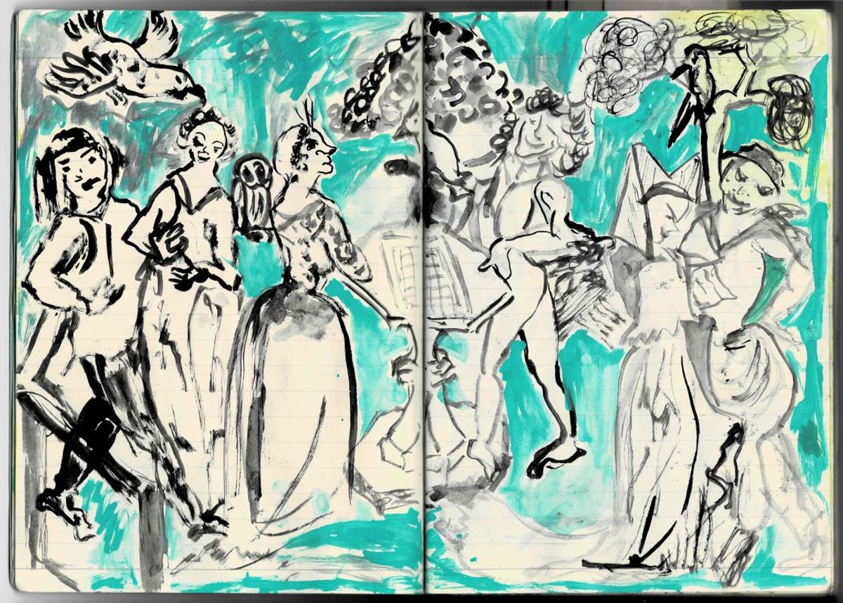 Suchan Kinoshita, Gouache on notebook, 2024. After anonymous Master around 1446. © Courtesy of the Artist