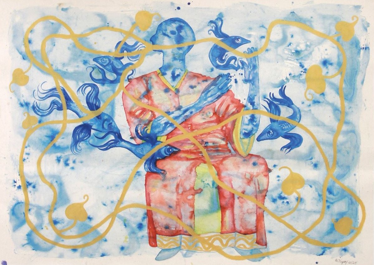 Barthélémy Toguo, Beauty of Nature 3, 2024, acrylique et encre sur papier washi. Courtesy des galeries Lelong et space Un