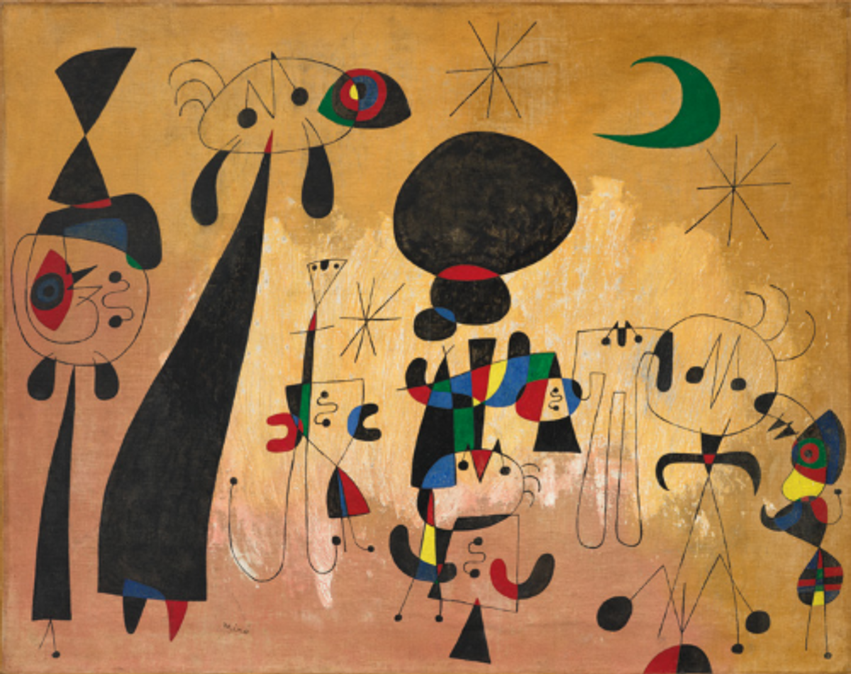 Joan Miró, Peinture (Femme Lune Étoiles), 1949, huile sur toile. © Christie’s
