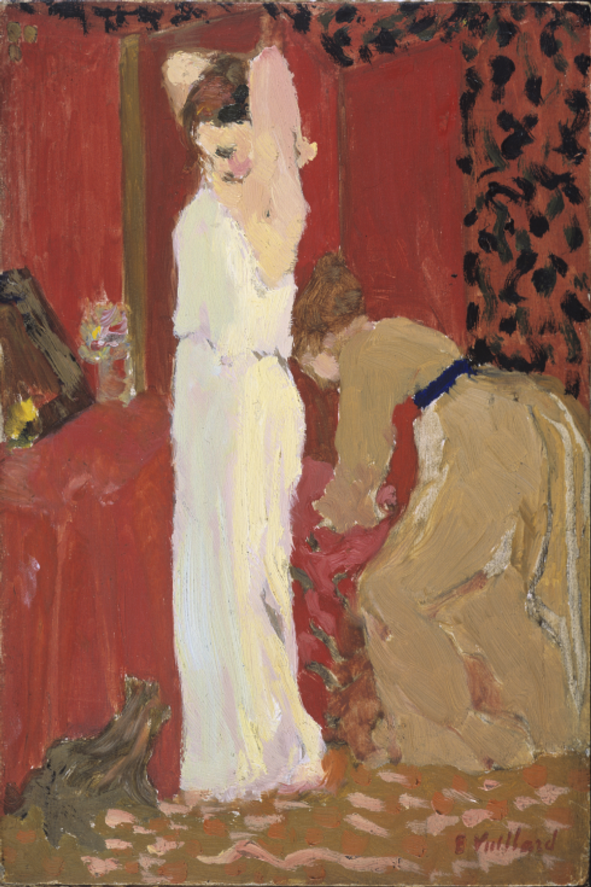 Édouard Vuillard, L’Essayage, vers 1892, huile sur bois, musée des Beaux-Arts de Reims. Photo Christian Devleeschauwer