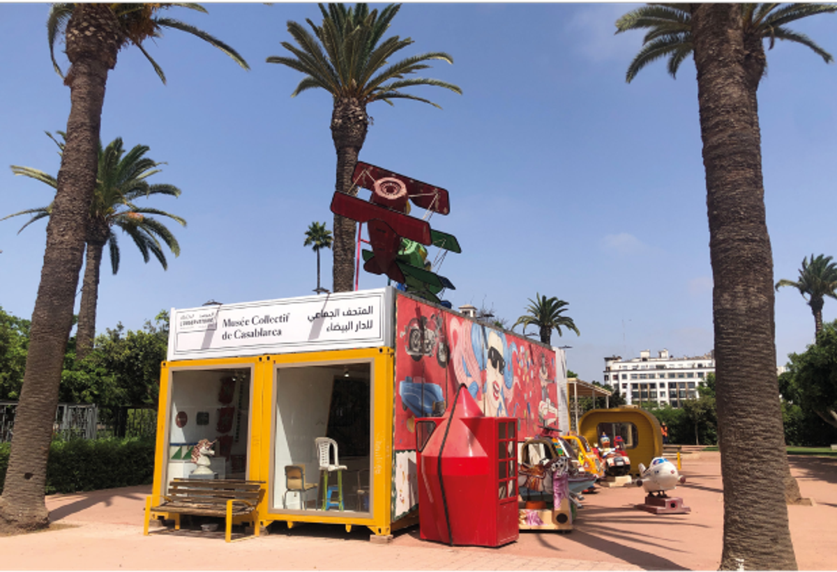 Les containers du Musée collectif dans le parc de la Ligue arabe, Casablanca, 2022. Courtesy L’Atelier de l’Observatoire