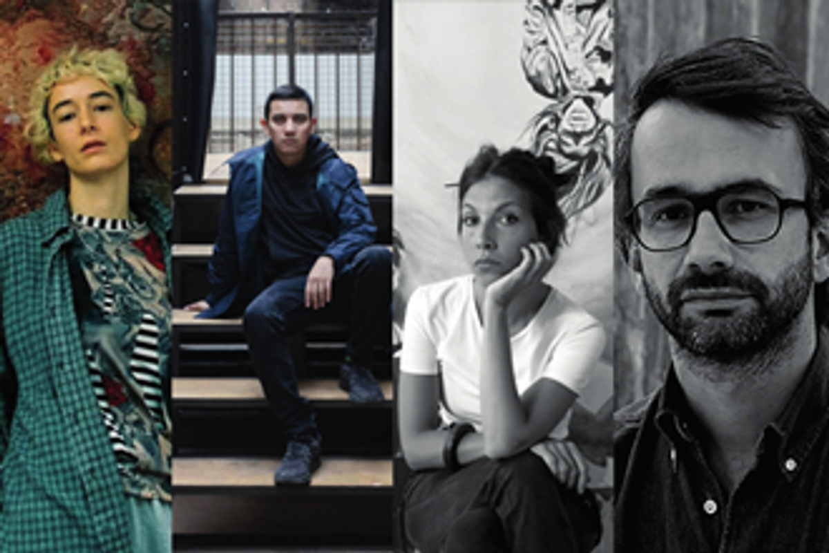 De gauche à droite : Mimosa Echard. © Camille Vivier ; Iván Argote. © Claire Dorn ; Giulia Andreani. Courtesy Galerie Max Hetzler Berlin I Paris I Londres. Photo : Joseph Ballu ; Philippe Decrauzat. Photo : D.R. D.R.