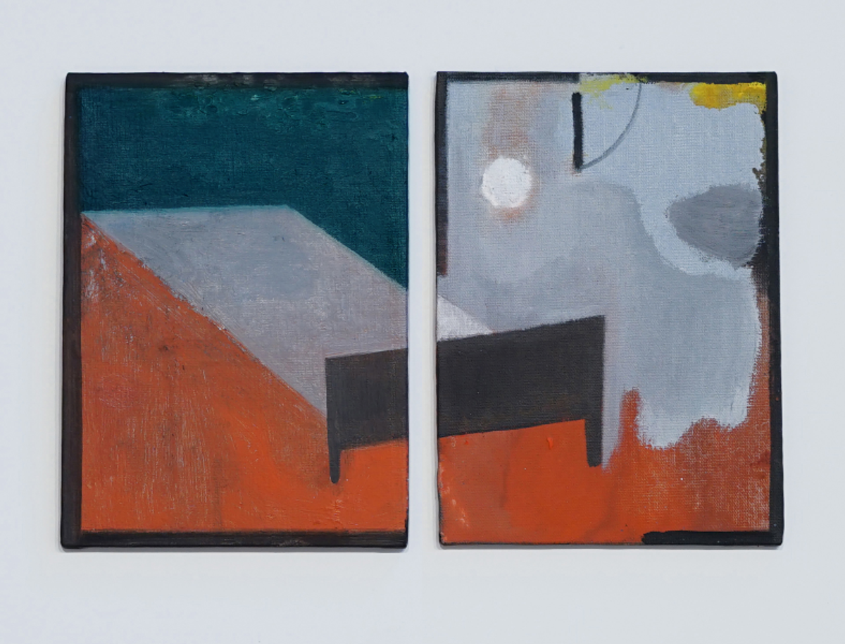 Guillermo Kuitca, Sans titre (diptyque), 2020, huile sur toile montée sur carton.
© Guillermo Kuitca. Photo Touzón Martín