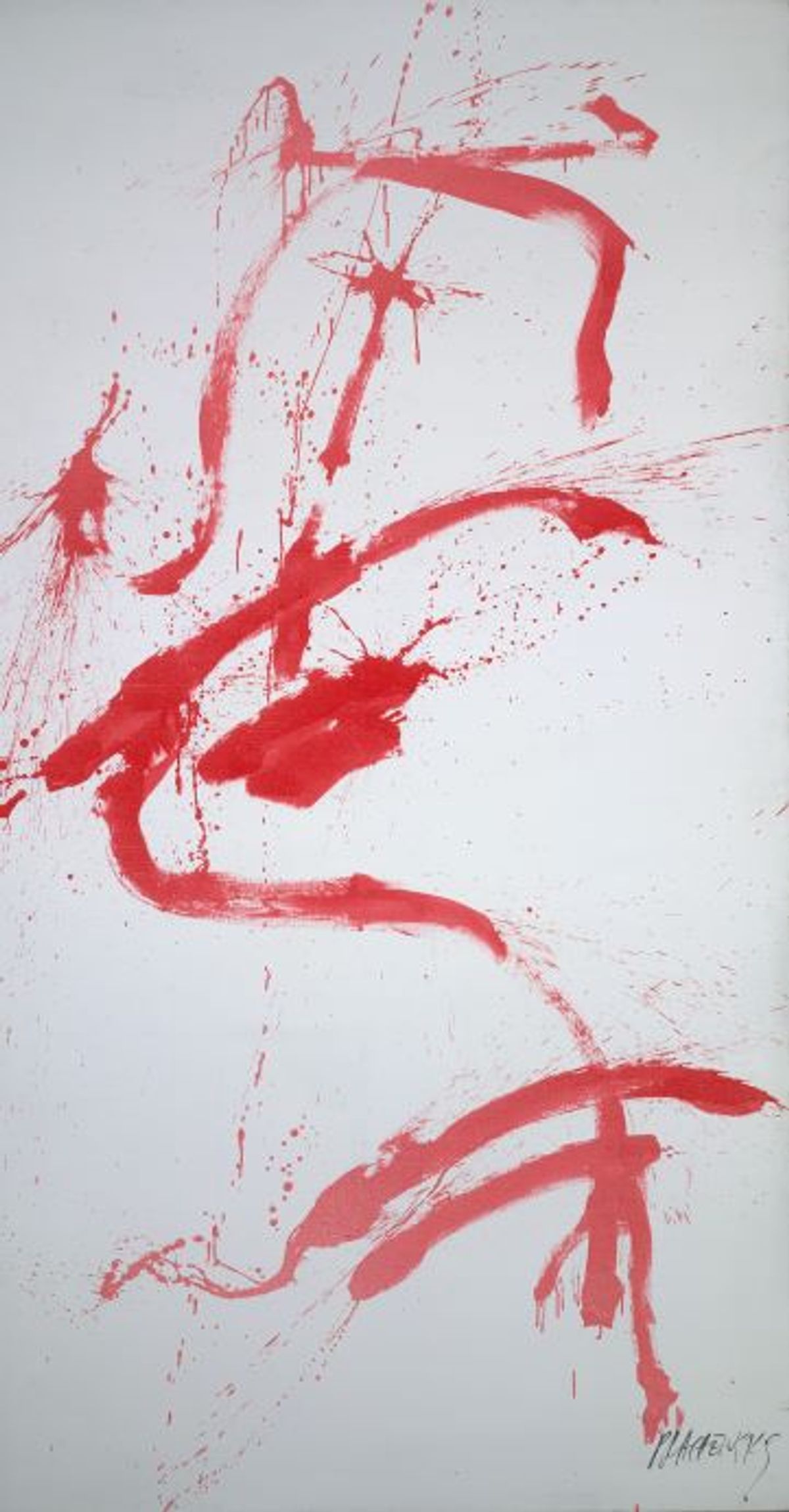 Markus Prachensky, Rouge sur gris – Karlsruhe, 1962, laque sur toile, Albertina Museum, Vienne. © Brigitte Prachensky