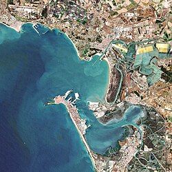 Image satellite de la baie de Cadix. Photo Wikipedia