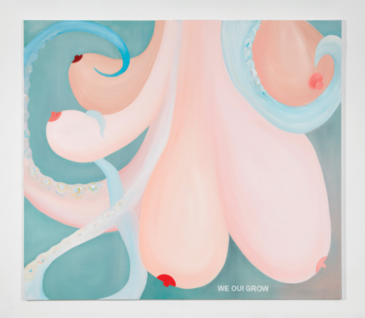 Laure Prouvost, The Octopus Body, We oui Grow, 2023, huile sur toile. Courtesy de l’artiste et de la galerie Nathalie Obadia