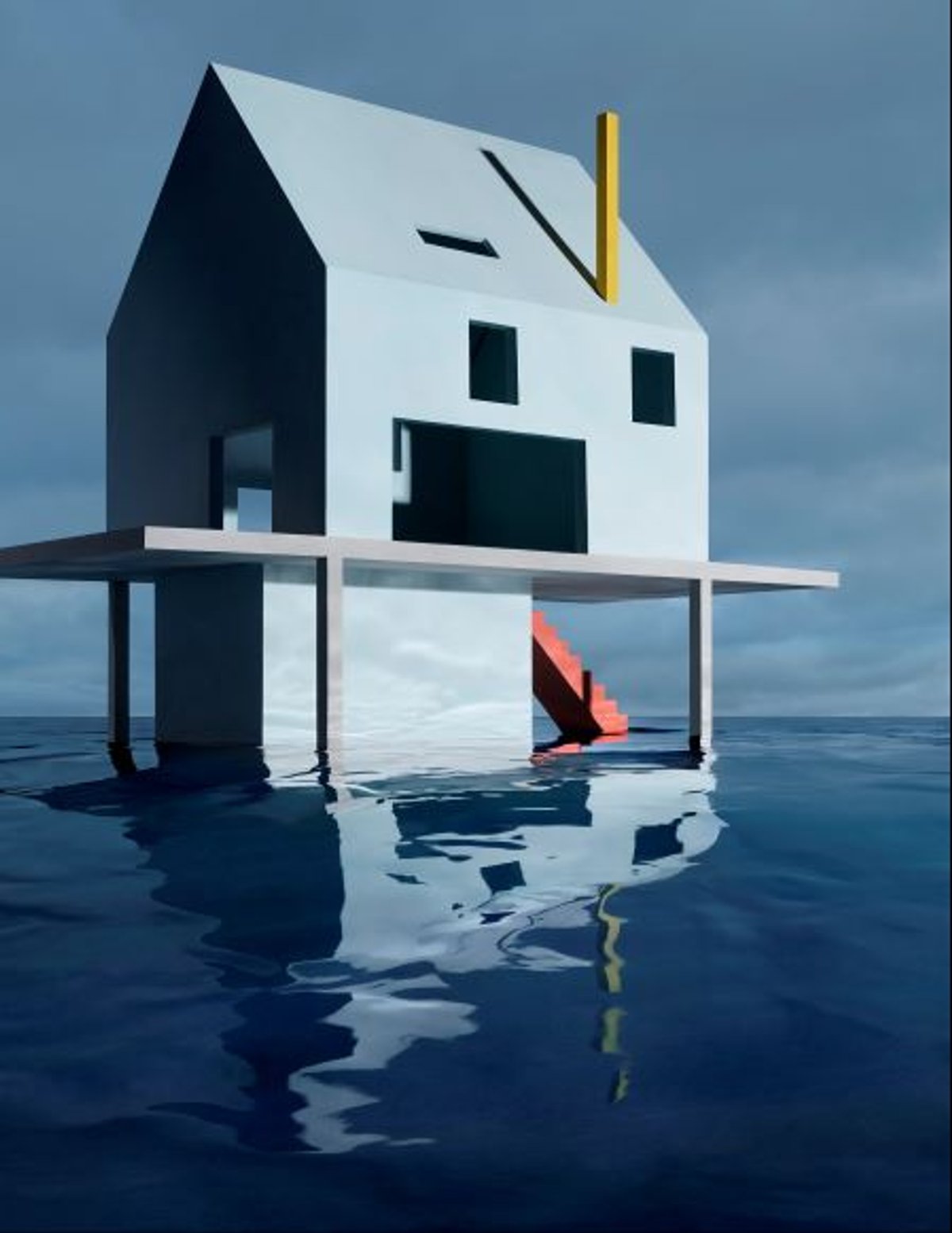 James Casebere, Blue House on Water #2, 2019, tirage pigmentaire contrecollé sur Dibond.
Courtesy de l’artiste, Sean Kelly, New York et Templon, Paris-Bruxelles-New York . Photo James Casebere