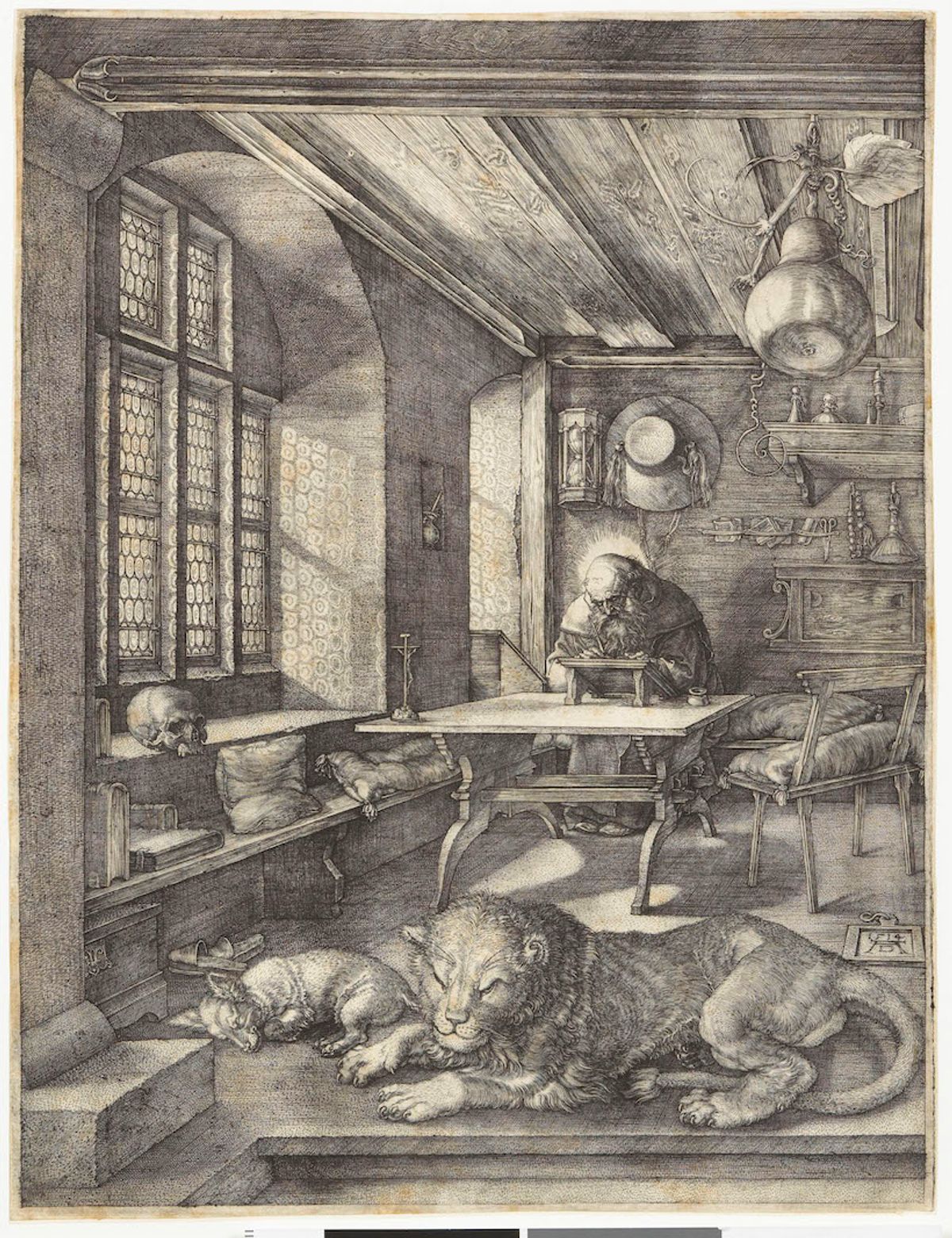 Albrecht Dürer, Saint Jérôme dans sa cellule, 1514, burin, musée Condé, EST 234