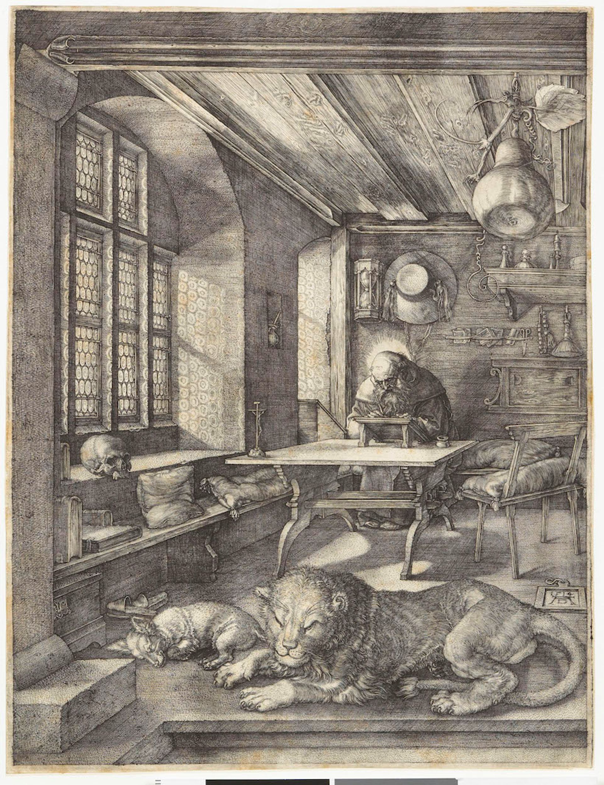 Albrecht Dürer, Saint Jérôme dans sa cellule, 1514, burin, musée Condé, EST 234