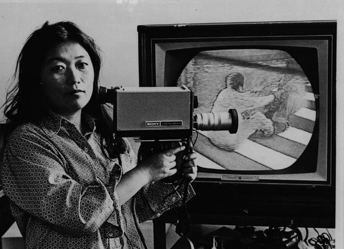 Tom Haar, Shigeko Kubota in her studio, 1972. © Tom Haar. Courtesy Shigeko Kubota Video Art Foundation