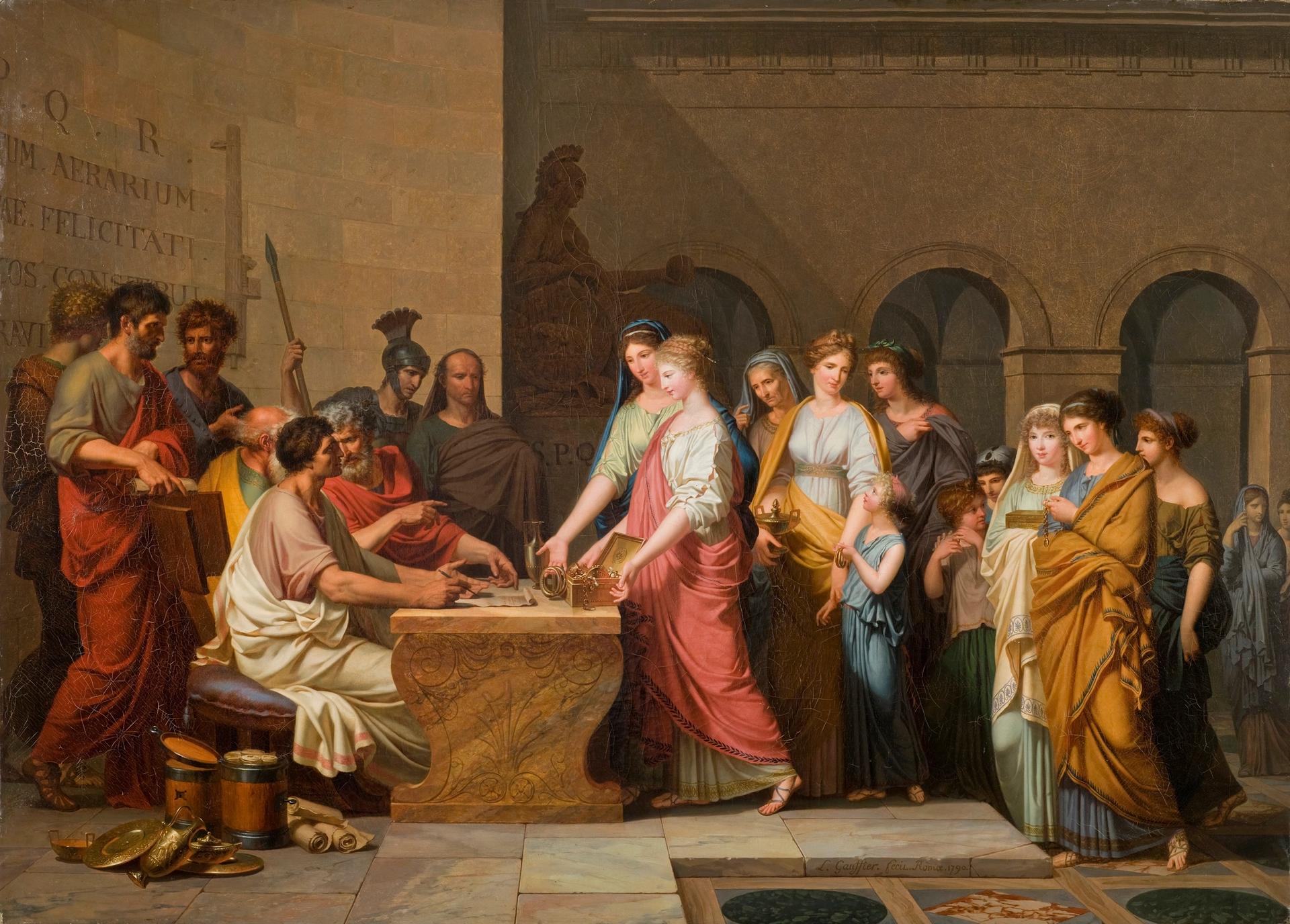 Louis Gauffier, La Générosité des femmes romaines, 1790, huile sur toile, Poitiers, musée Sainte-Croix. © Musées de Poitiers. Photo Christian Vignau