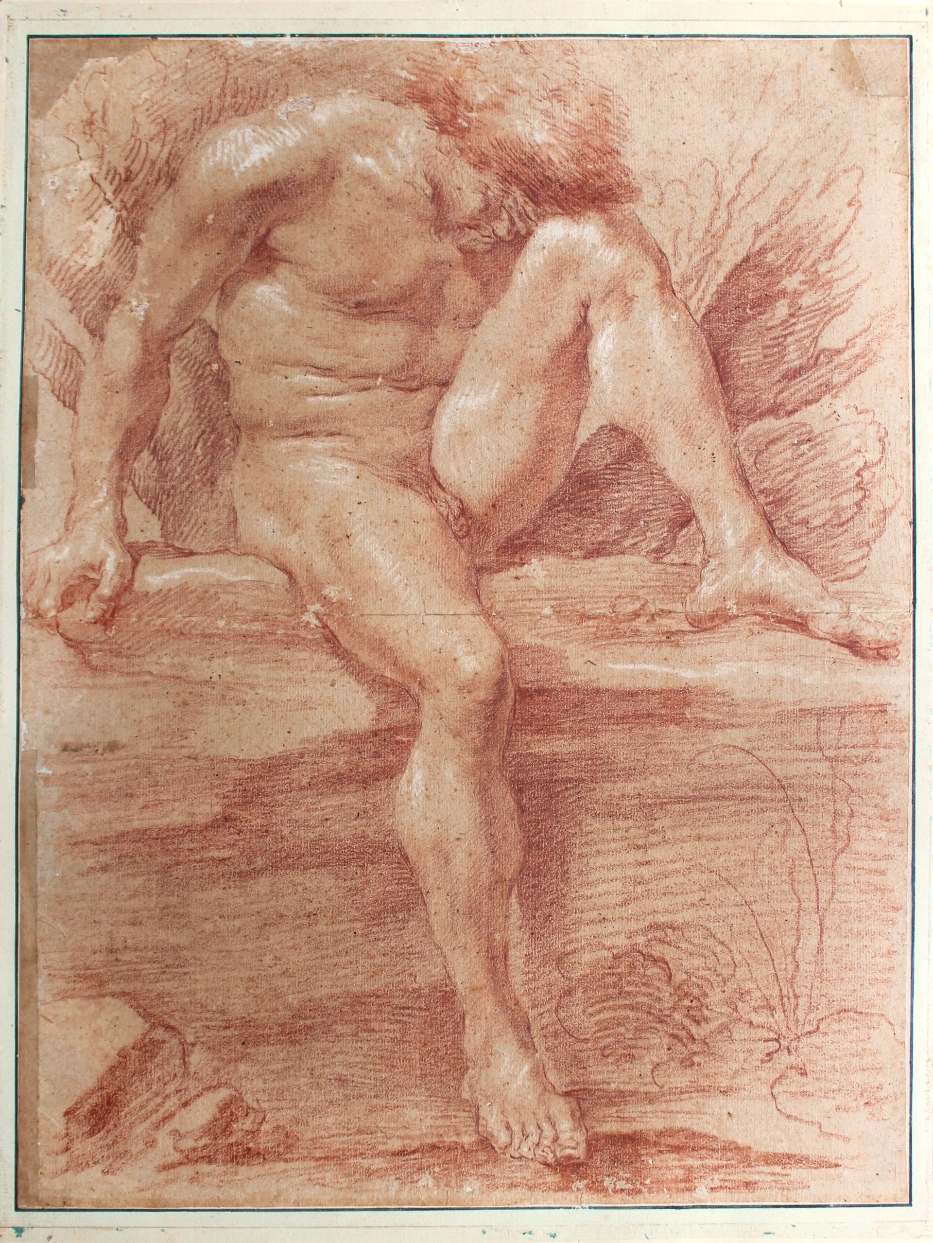 Gian Lorenzo Bernini, Académie d’homme, sanguine avec de légers rehauts de craie blanche, 56 x 42,5 cm. Courtesy Actéon