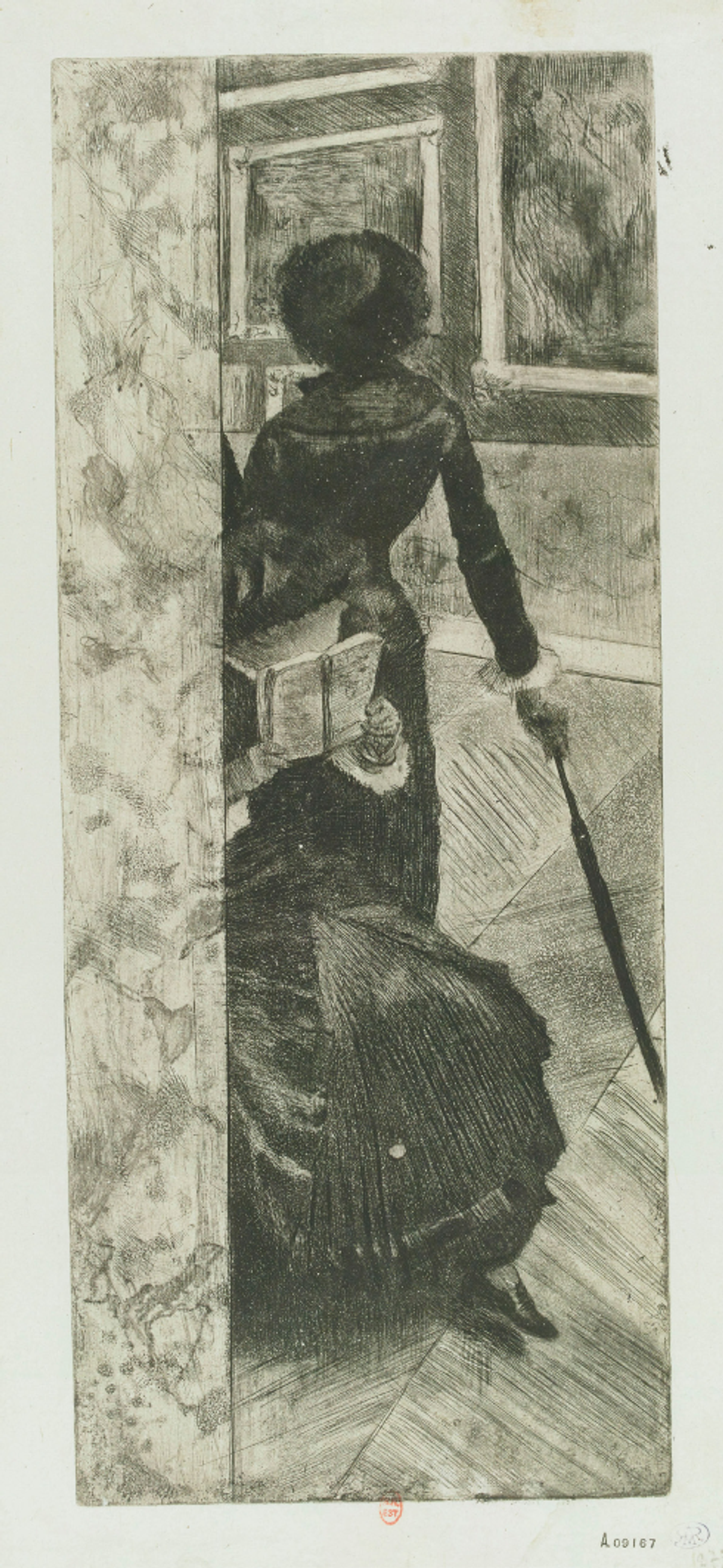Edgar Degas, Mary Cassatt au Louvre. Les peintures, 1879-1880, eau-forte, aquatinte, pointe sèche et crayon électrique, Paris, Bibliothèque nationale de France, Cabinet des estampes et de la photographie. © BnF