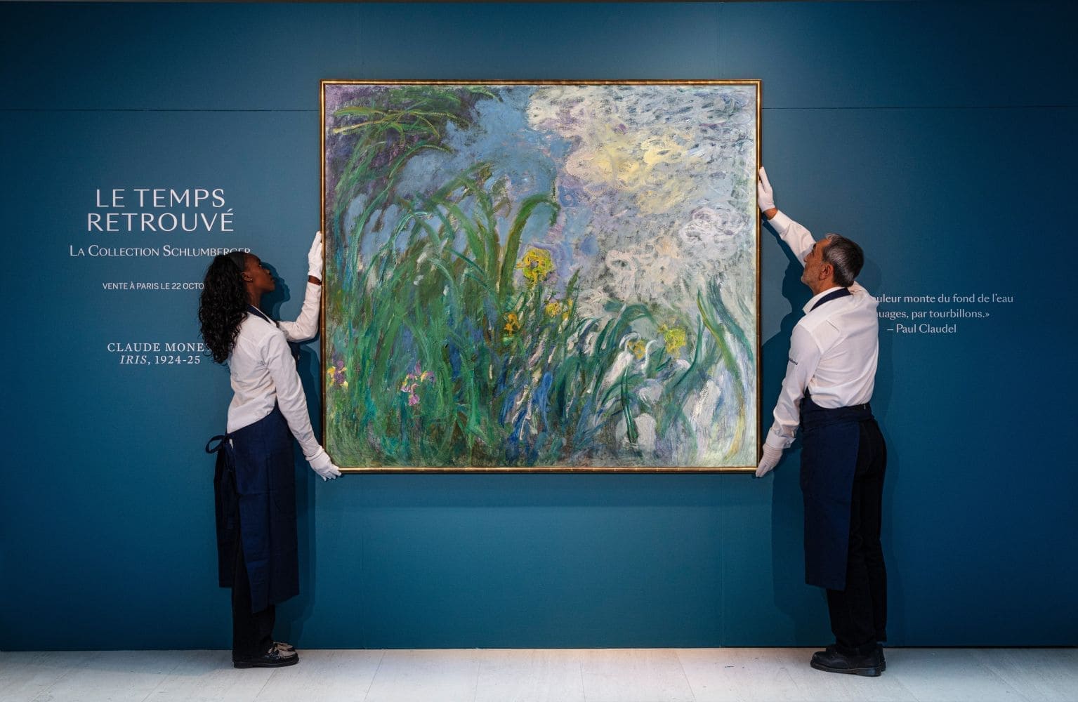 Claude Monet, Iris, 1924-1925, huile sur toile (est. 22-30 millions d’euros). © Sotheby’s. Photo Damien Perronnet/Blok Design Group & Art Digital Studio