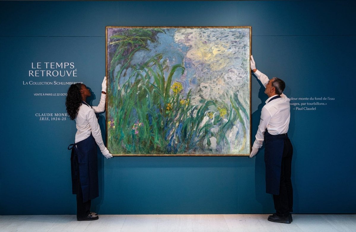Claude Monet, Iris, 1924-1925, huile sur toile (est. 22-30 millions d’euros). © Sotheby’s. Photo Damien Perronnet/Blok Design Group & Art Digital Studio
