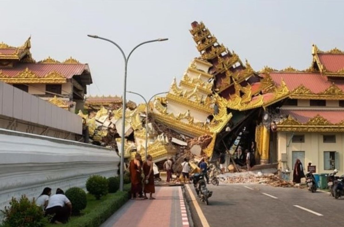 Un temple détruit en Birmanie. Photo Instagram