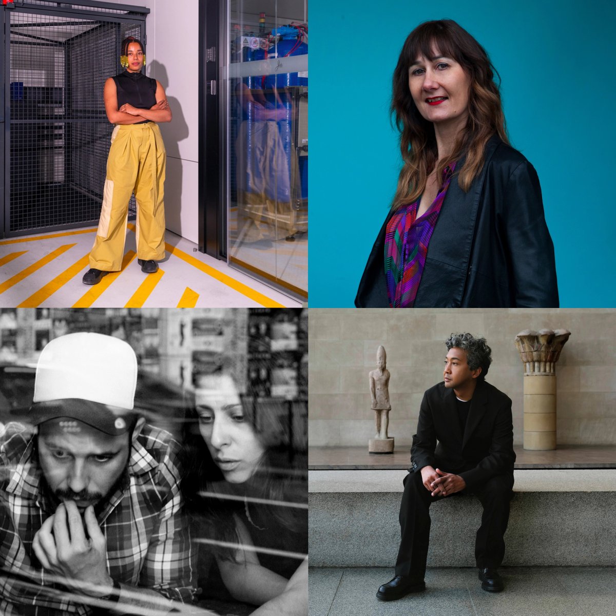 Artistes nommés au Prix Marcel Duchamp 2026 - De gauche à droite et de haut en bas : Josèfa Ntjam, Laura Henno, Brognon et Rollin, Joel Andiranomearis.
Courtesy des artistes, photos Piercarlo Quecchia, @ ADAGP2024 - Mohamed Bourouissa - Granduchy - Studio Joël Andrianomearisoa, Almine Rech