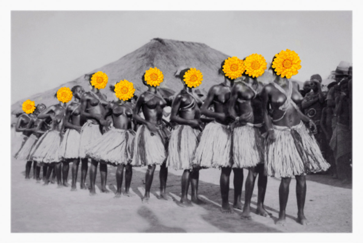 Owanto, Flowers IV, 2019, fleurs de porcelaine et impression sur aluminium. © Owanto et la galerie Afronova