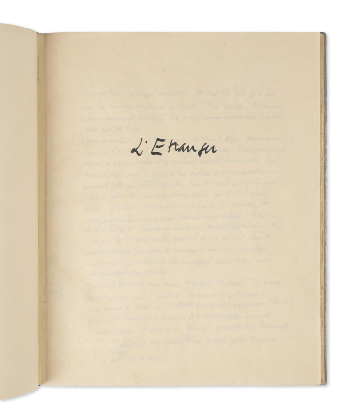 Albert Camus, L’Étranger, manuscrit autographe complet. Courtesy Tajan