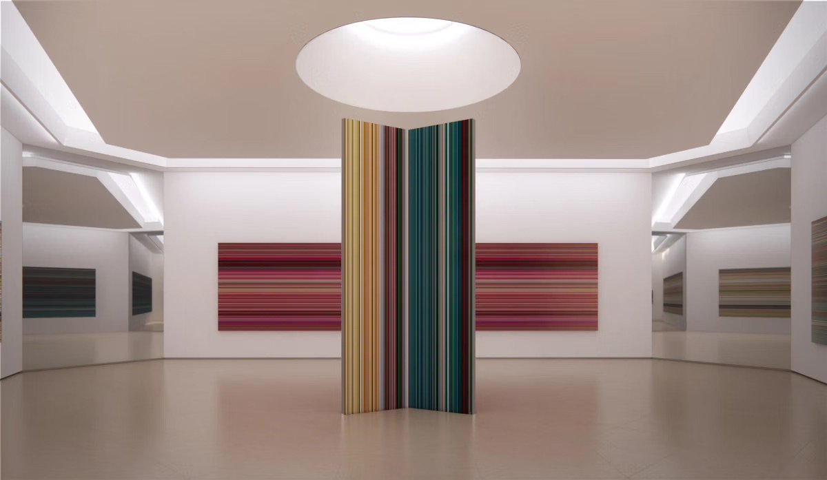 Vue en image de synthèse de l’intérieur du pavillon de Gerhard Richter à Doha. © Selldorf Architects